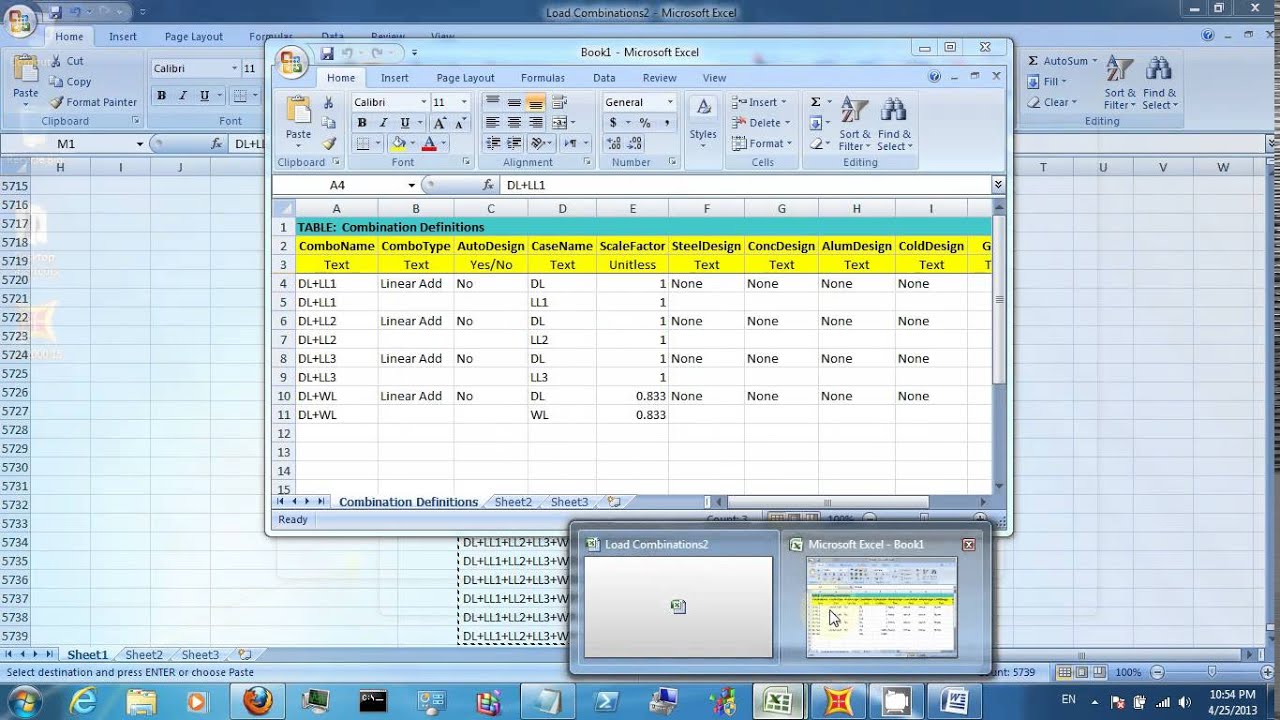 Excel Load Combinations to SAP file