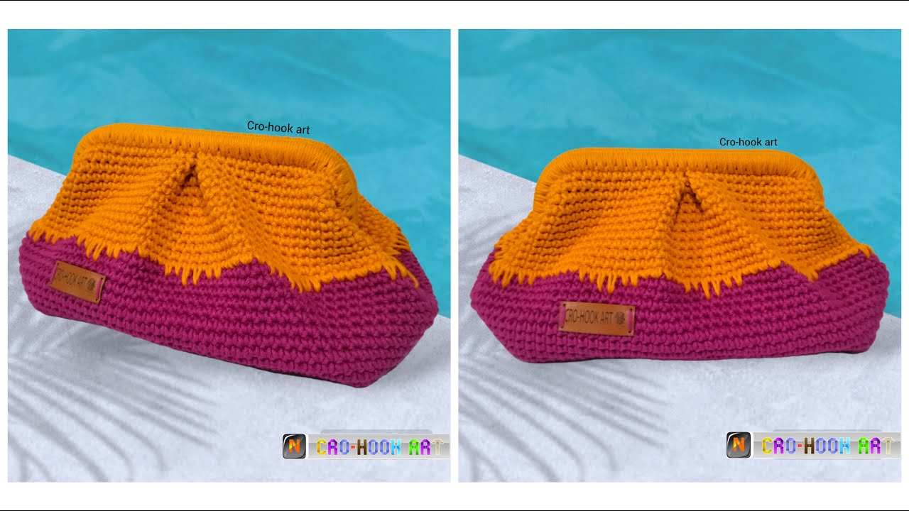 طريقة عمل شنطه كروشيه/برتوفيه بكسره و بفريم سحري  |Crochet bag with hidden claps frame |Cro-hook art