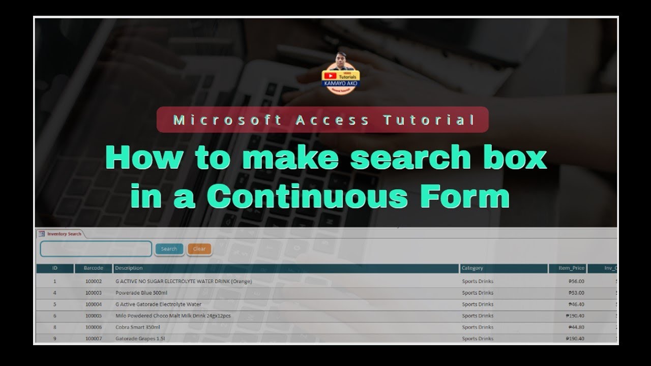 Ms Access  | How to make search box in a Continuous Form