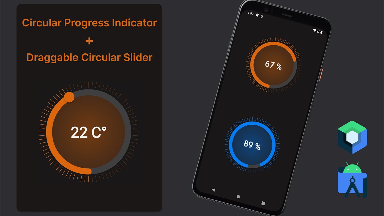 Android Circular Progress Indicator + Draggable Circular Slider in Jetpack Compose - Android Studio