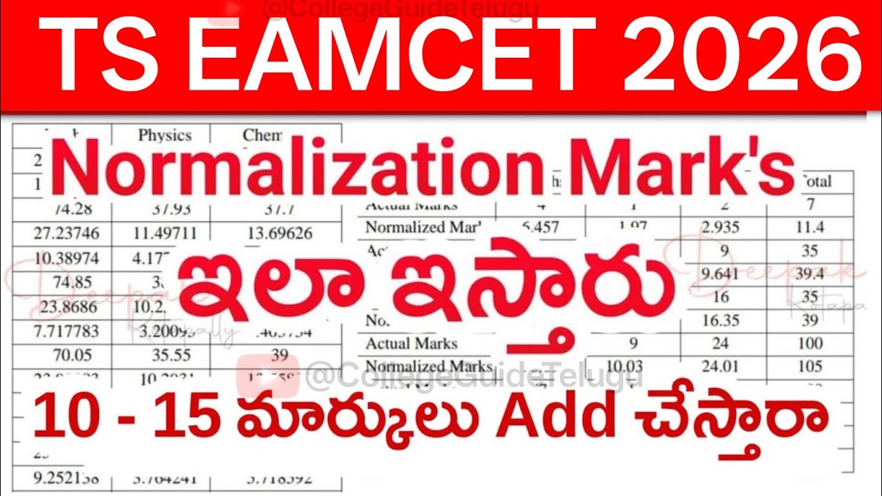 TS Eamcet 2026 Marks Adding | TS EAMCET 2026 Normalization Marks | TS Eamcet 2026 Marks vs Rank