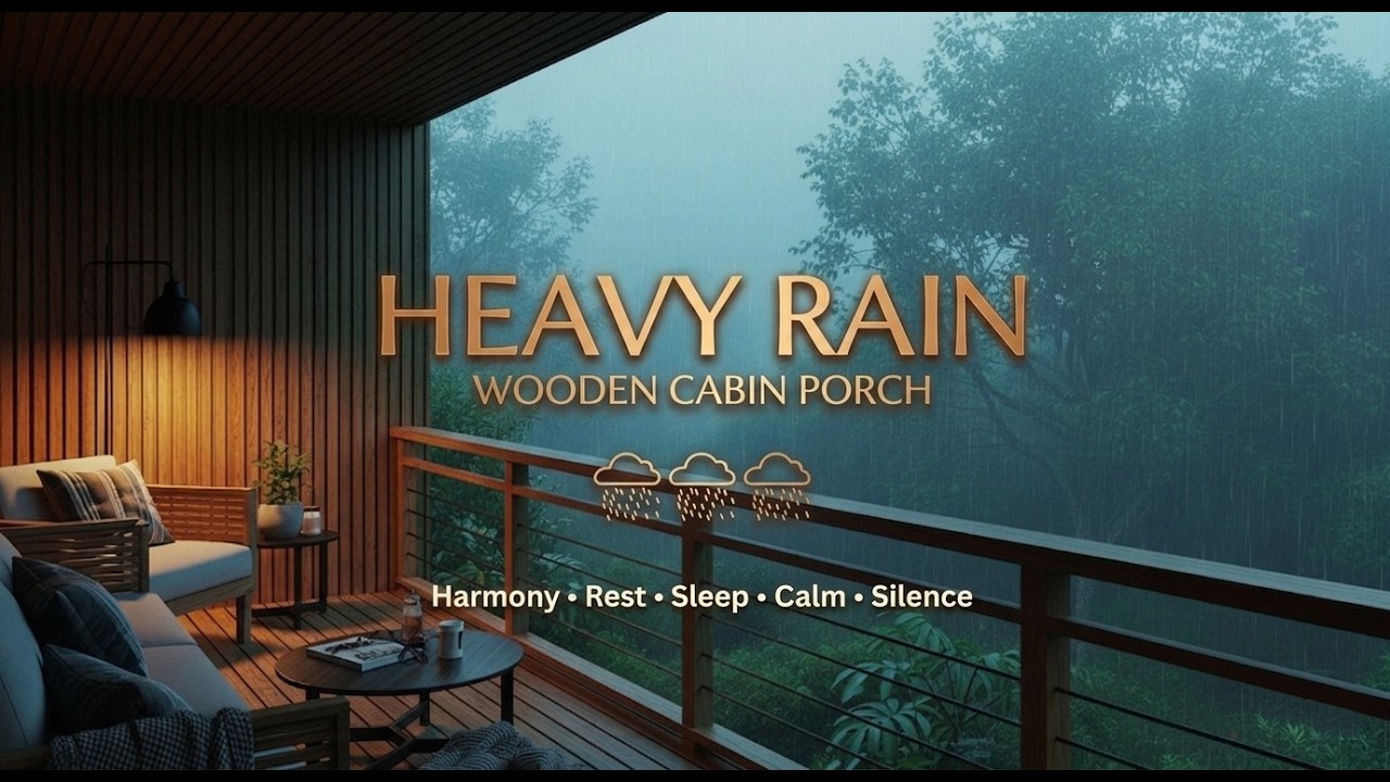 Cozy Rain on Wooden Cabin Porch 🌧️ | Misty Forest Ambience for Deep Sleep & Relaxation
