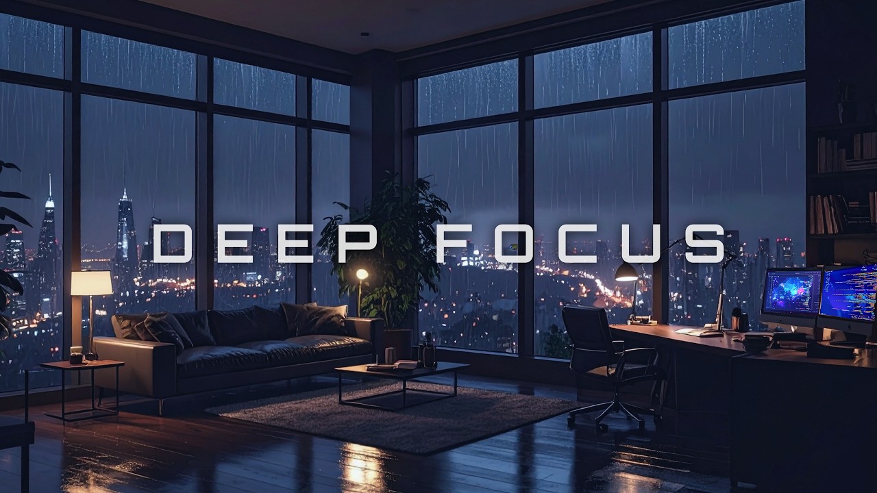 Dark City Rain Music | 2 Hour Deep Work Ambience for Focus