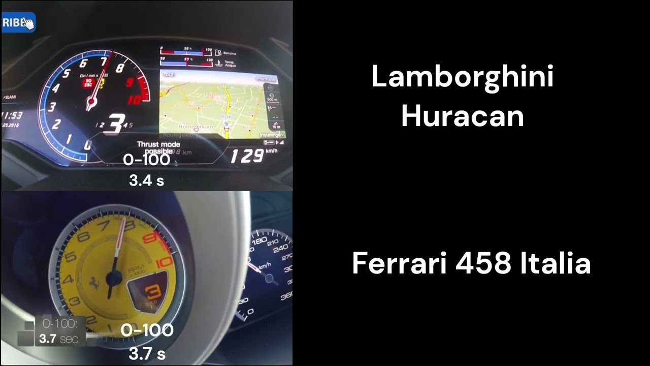 Ferrari 458 Italia vs. Lamborghini Huracan LP610-4 - 0-200 km/h