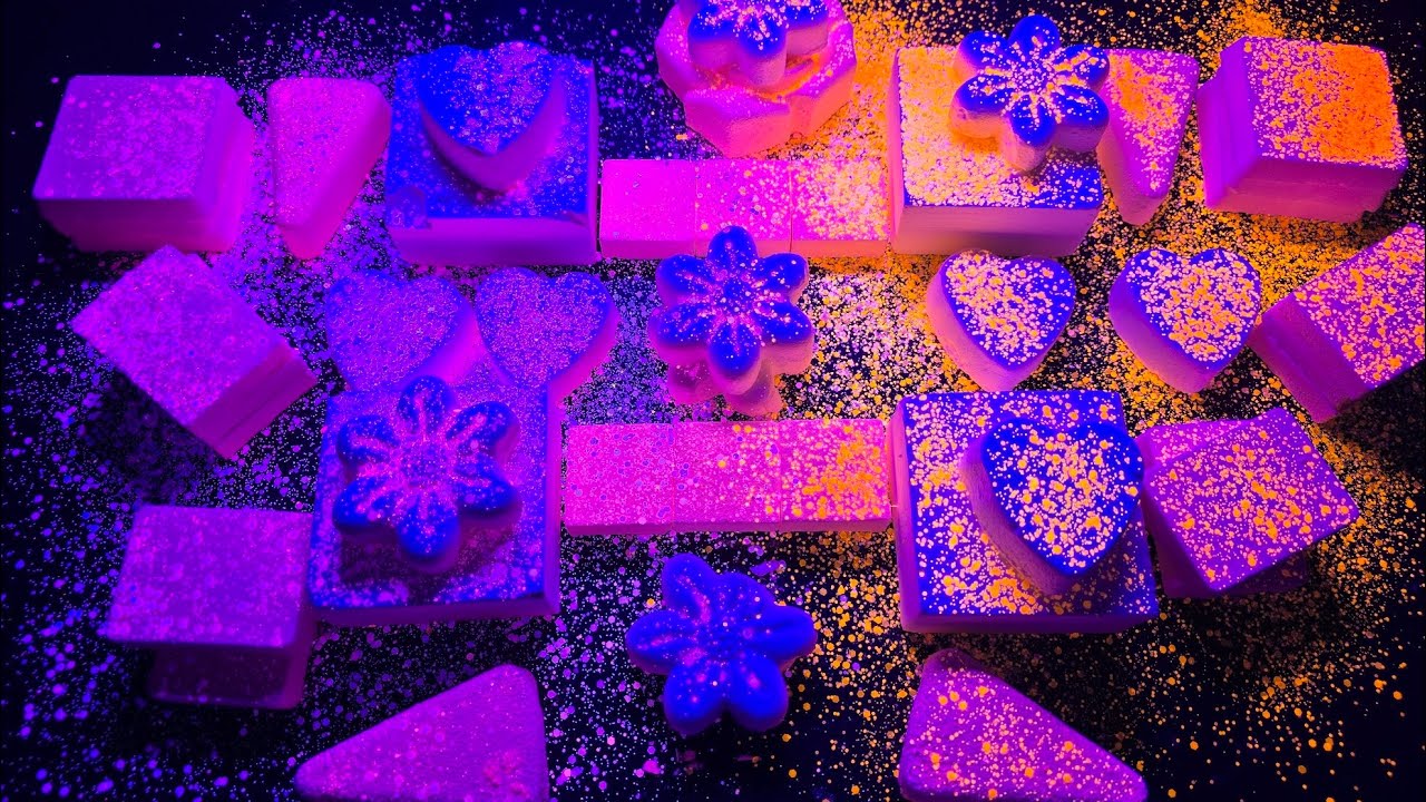Black Light Reforms and Glitter | Fresh Chalk Blocks I Dusty | ASMR I Oddly Satisfying #asmr #fyp 