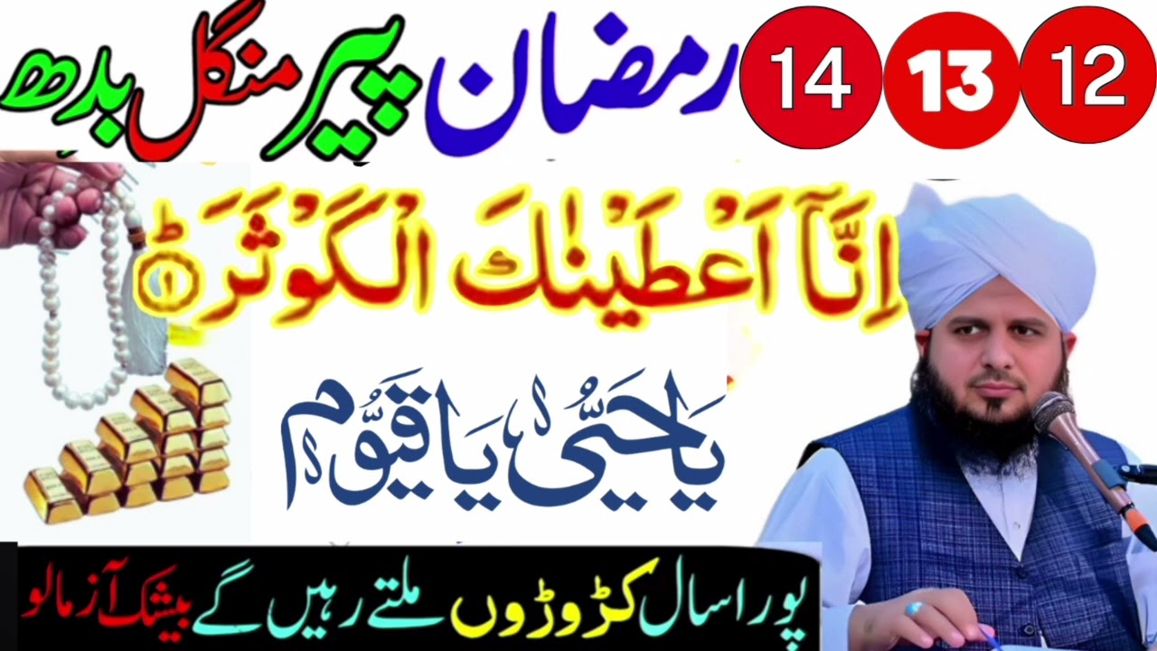 12 13 14 Ramzan Peer Mangal Budh Surah Kausar & Ya Hayyu Ya Qayyum Wazifa | Rizq, Hajat, Barkat