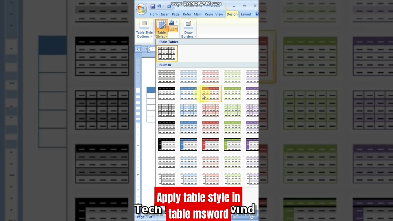 apply table style in msword #word #techindia #viral #word #mswordinhindi #@computergyan338