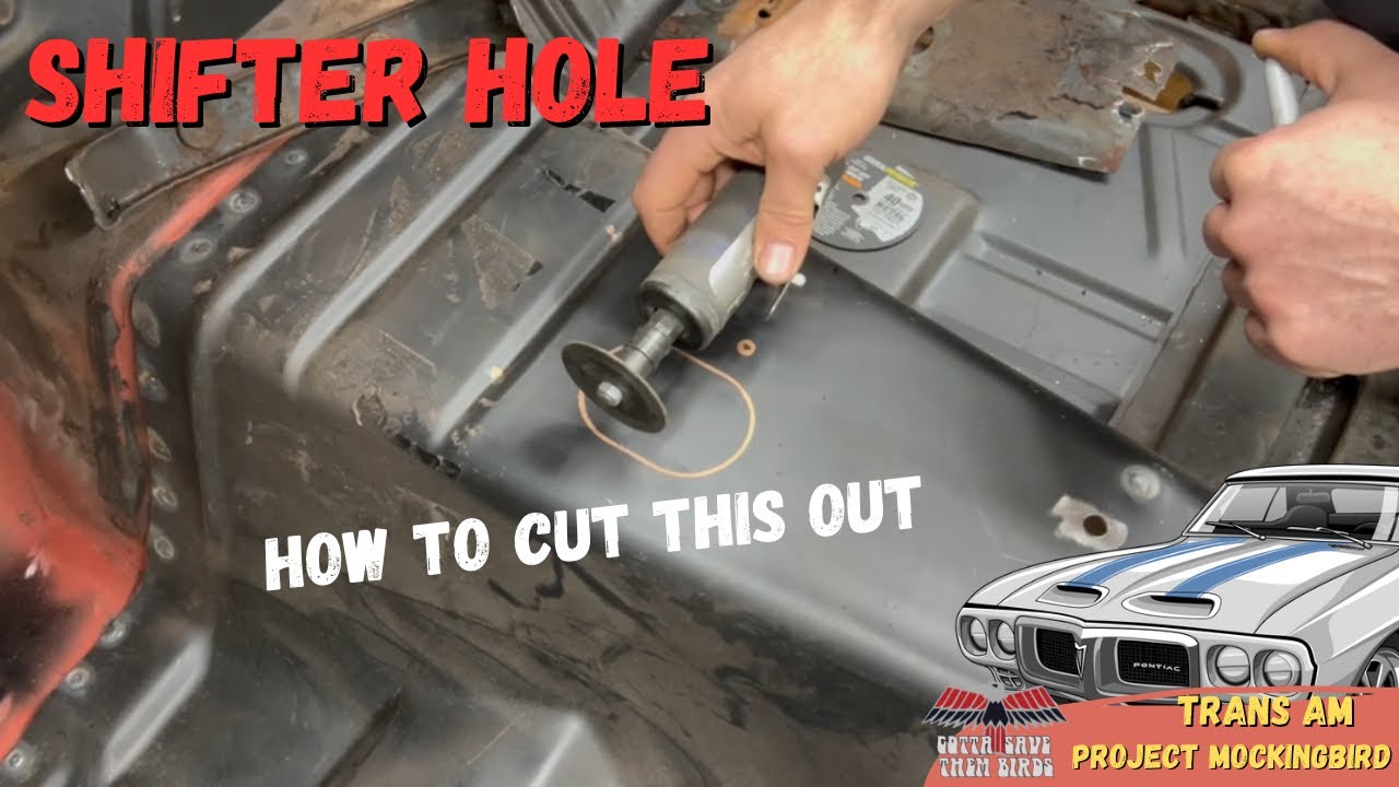 How to cut a round hole with a cut off wheel,  automatic floor shifter 1969
