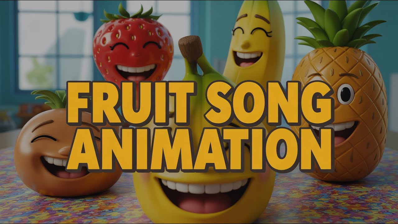 Fun Nursery Rhymes for Kids Learn Fruits in English Apple Banana Mango Grapes Orange Song