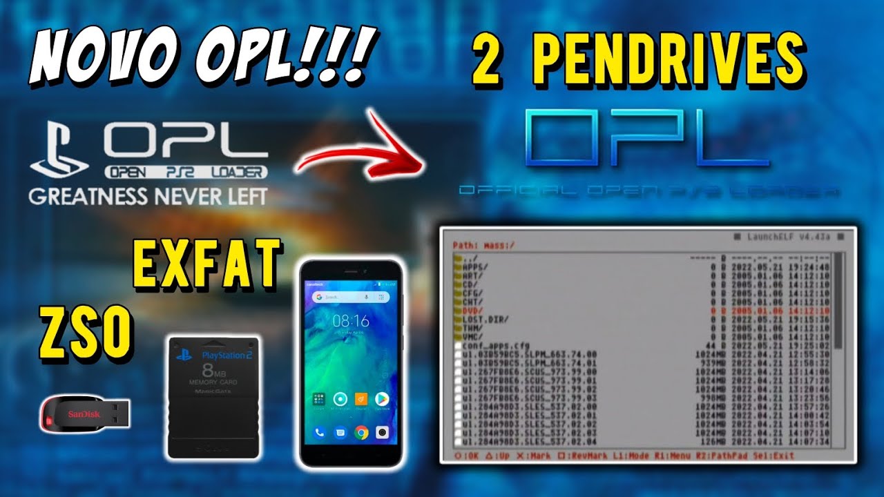 NOVO OPL!!! Suporta ExFat, ZSO, 2 Pendrives + TRADUÇÃO, Como ATUALIZAR Pelo Celular SEM ERRO! PS2