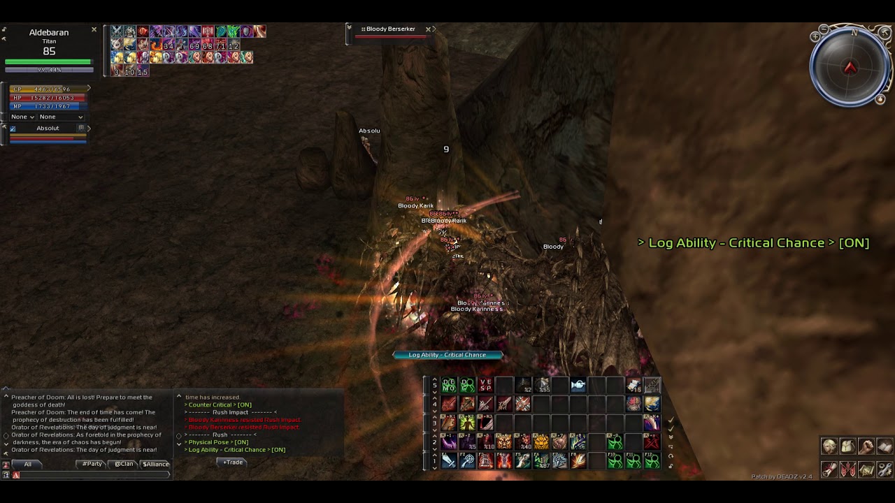 lineage 2 H5, titan mobeando bloody kariks, berserkers y karinnes