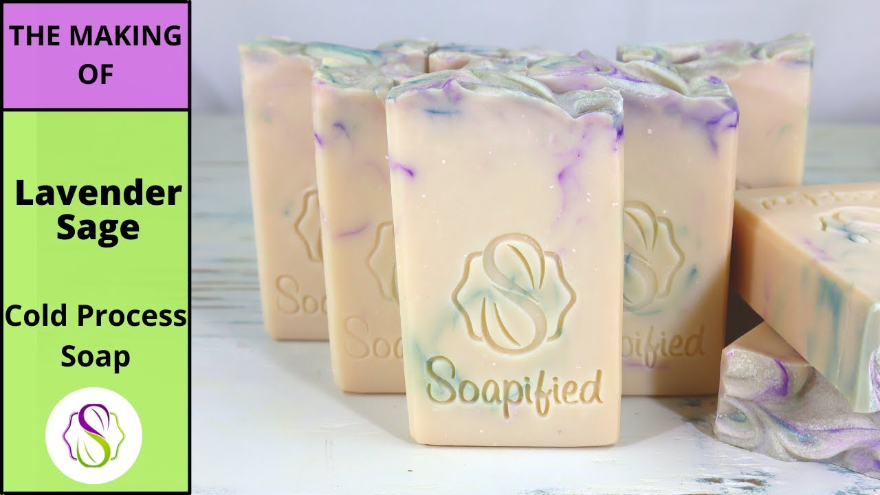Lavender Sage cold process soap making. Trying a mica swirl using base oils and mica.