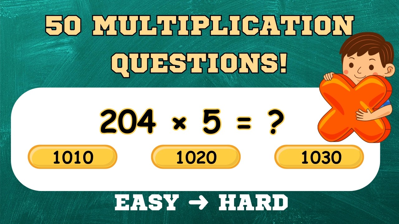 Multiplication Quiz for Class 4 & 5 | 50 Math Questions#mathsquiz #mathematicsquiz #multiplication