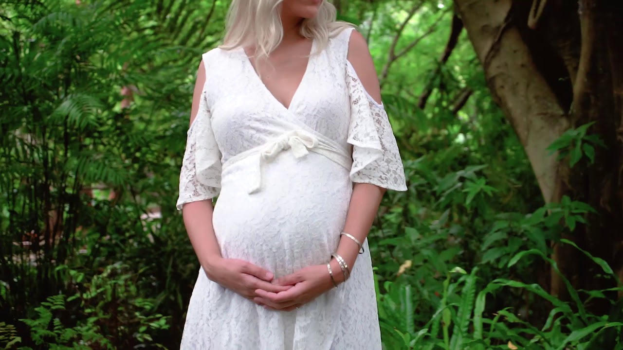 Aria Lace Maternity Dress in White