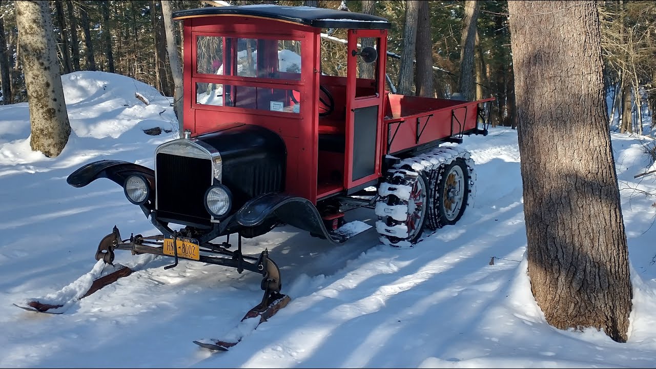 1925 Ford Model T Snowmobile In Woods