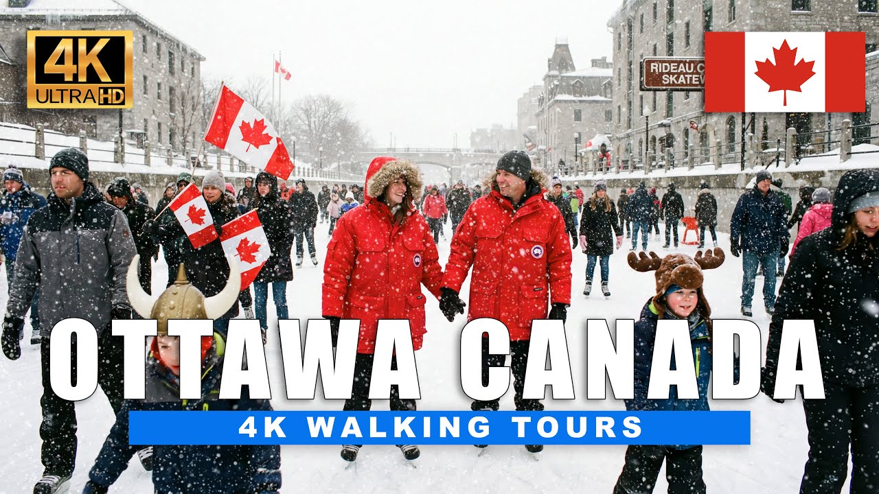 4K Rideau Canal Skating | Winter in Ottawa ❄️ Experience Icy Canadian Winterlude Skateway