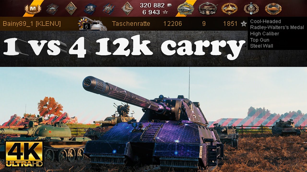 Taschenratte 1vs4 – 12K Carry, 9 Kills, 13250 Block, 1851 EXP | Ultra HD 4K World of Tanks