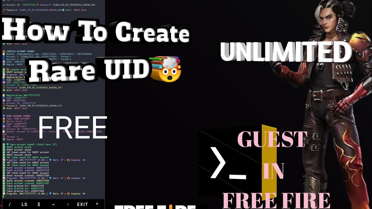 How to Create Unlimited Guest Account In Free Fire OB52 FIXED 🔥 🤖 । How To Create  Rare UID ?