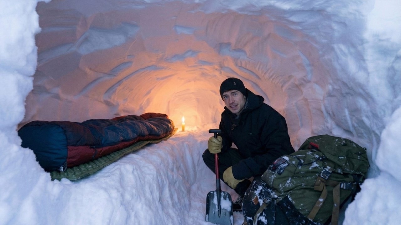 Acampando bajo 2 m de Nieve,  -15c° y con Tormenta