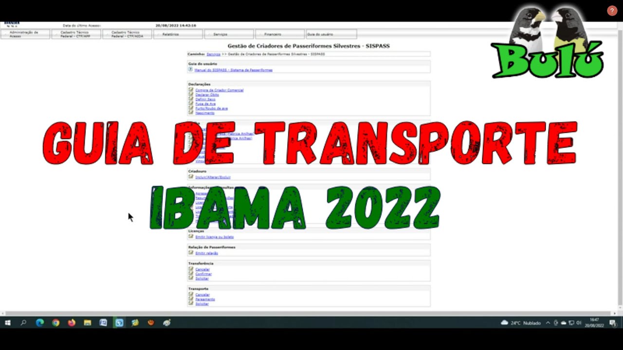 COMO EMITIR GUIA DE TRANSPORTE NO SISPASS 2022