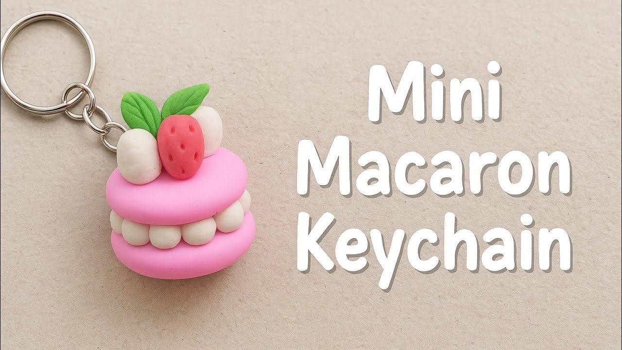 DIY Mini Macaron Keychain | Cute Clay Keychain Making Tutorial 🍓✨ 