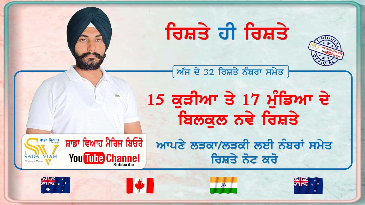 15 ਕੁੜੀਆਂ ਦੇ ਰਿਸ਼ਤੇ ਪਰਿਵਾਰਾ ਦੇ ਨੰਬਰਾ ਸਮੇਤ ਅੱਜ ਦੇ 32 ਰਿਸ਼ਤੇ  #viral #trending  #shorts #rishte