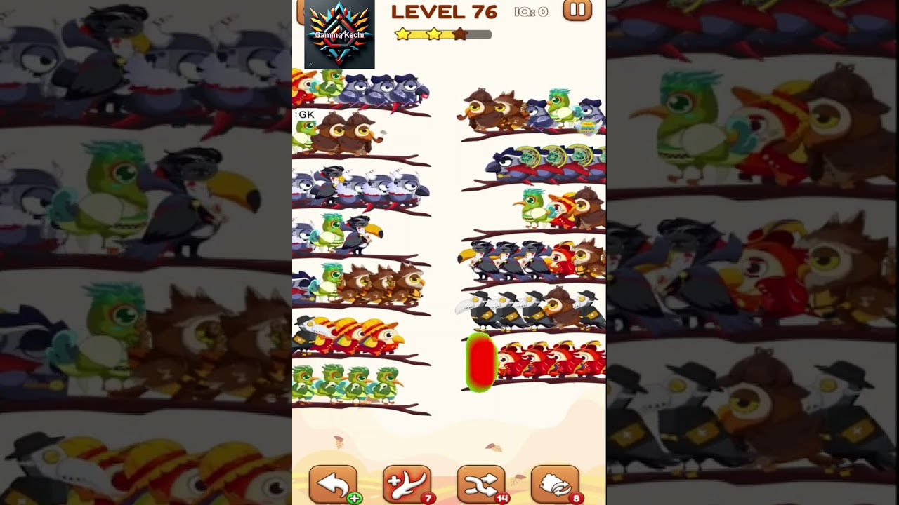 Bird Sort 2, уровень 76 #обязательнопосмотреть #игровоевидео #прекрасныептички