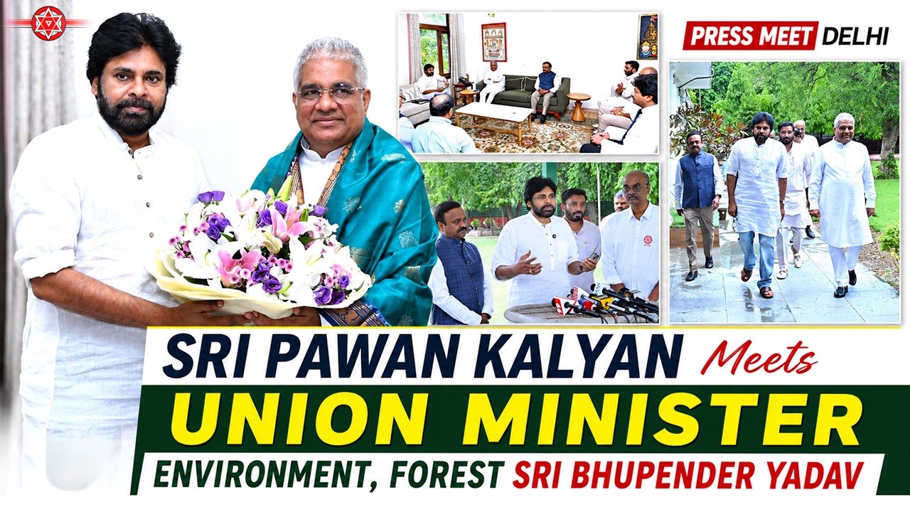 Sri #PawanKalyan Meets Union Minister Environment, Forest Sri Bhupender Yadav || Press Meet, Delhi