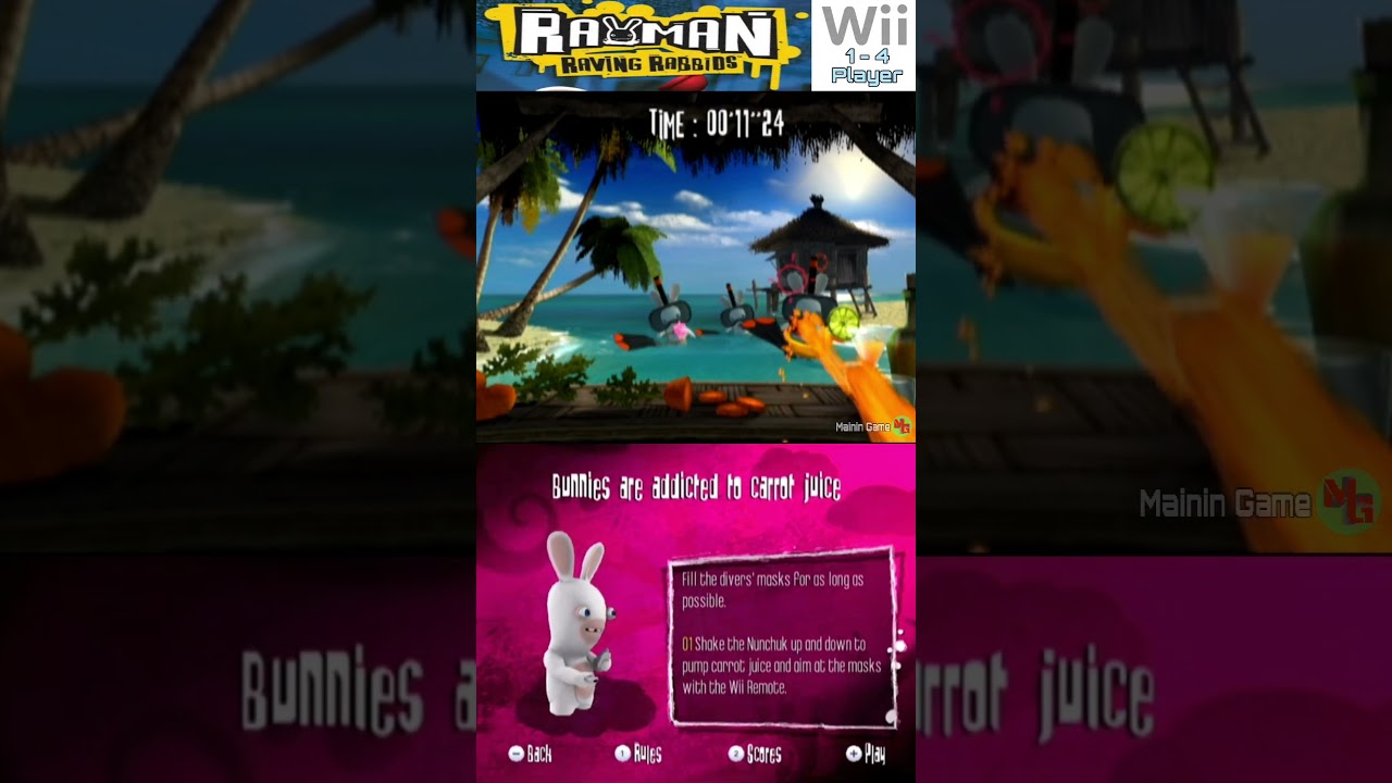 Bunnies are addicted to carrot juice - Rayman Raving Rabbids minigames - mainin game