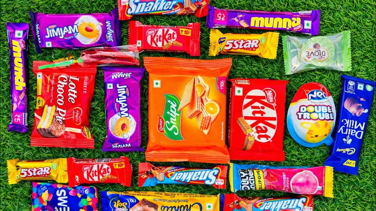 ASMR Most Popular Candys / some lots of colorful rainbow lollipop candy / unpacking chocolate eat