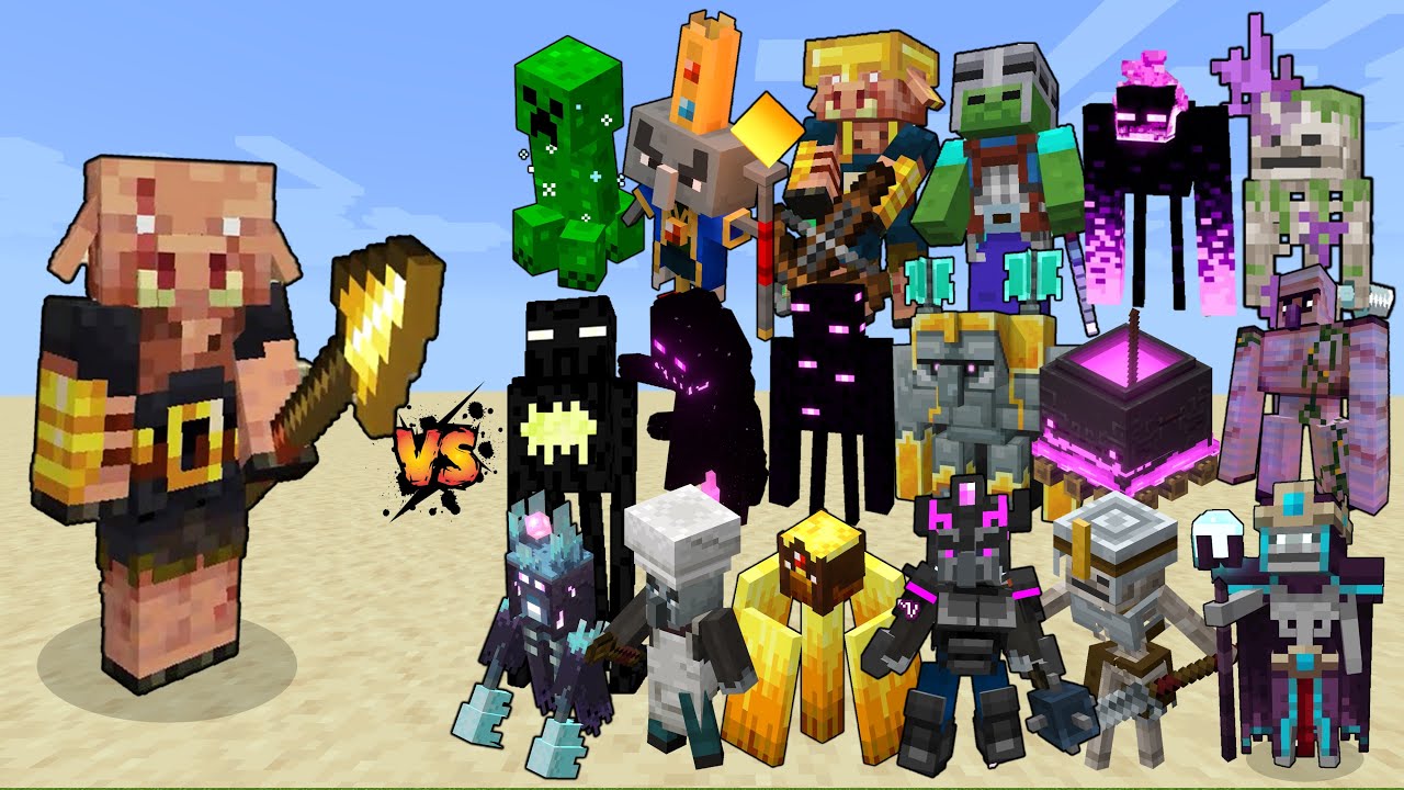Piglin Brute with Golden Spear vs Minecraft Dungeons Mobs