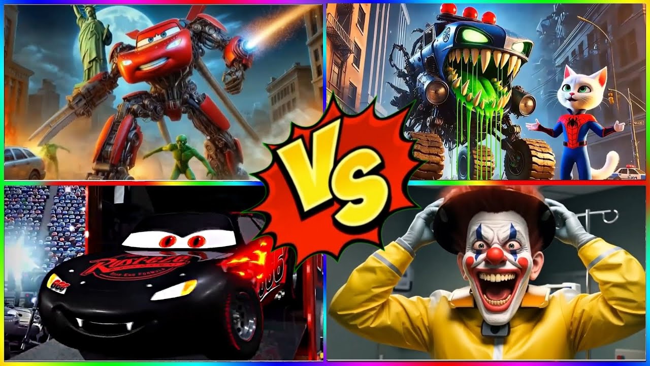 🔥😈 EVIL MCQUEEN vs 🚓👹 POLICE CAR MONSTER vs 🤖 MINIONS.EXE vs 🚗⚡ MCQUEEN TRANSFORMER | WHO WINS