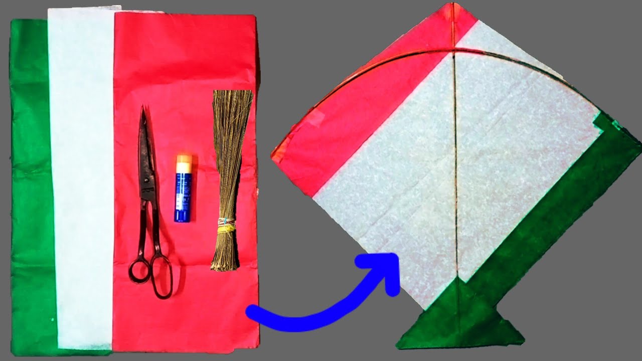 Learn to make easy kite making ||How to make Kite at Home/kite making tricks/tricolour kite making 