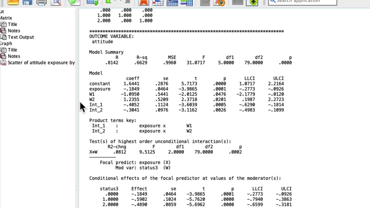 Interpretation moderation SPSS PROCESS output for 1 continuous and 1 categorical multi level