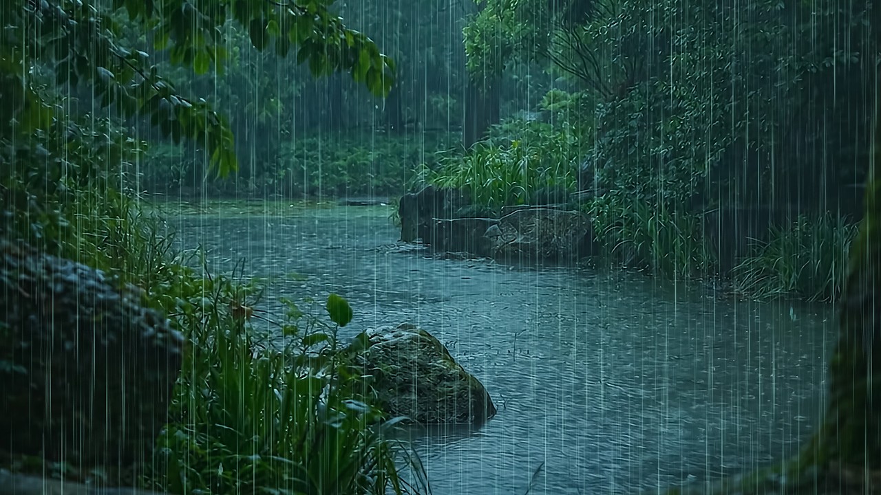 Instant Calm & Fall Asleep Fast to Heavy Rain on Lake in Quiet Forest | Nature Forest Rain ASMR