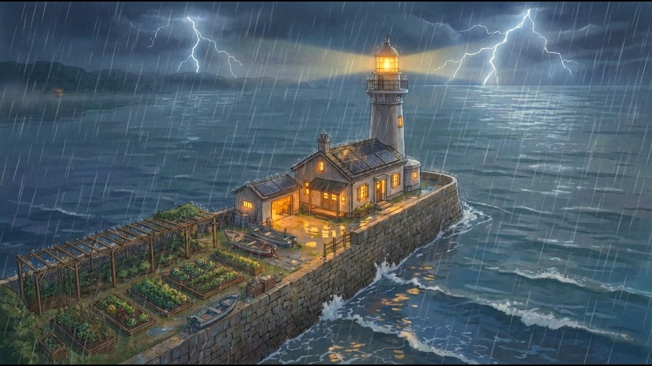 Living Alone in a Coastal Lighthouse 🌊Slow Days, Cooking & a Gentle Stormy Night | Quiet Ghibli Life