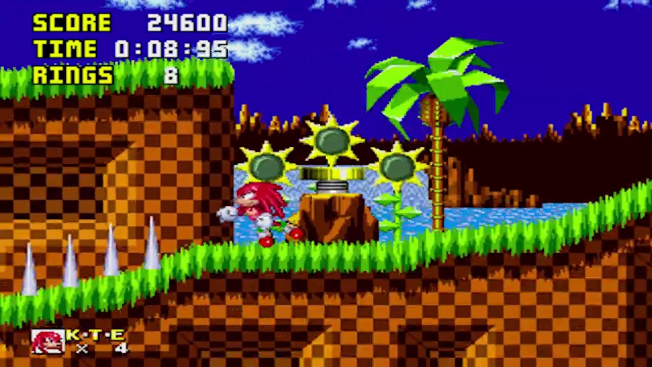 Sonic 1 Megamix V4: Green Hill Zone (Knuckles, 720p/60fps)