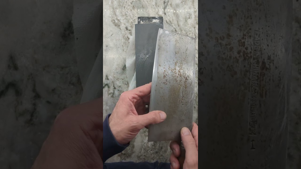 thinning and sharpening vintage Chinese cleaver chef knife part 1