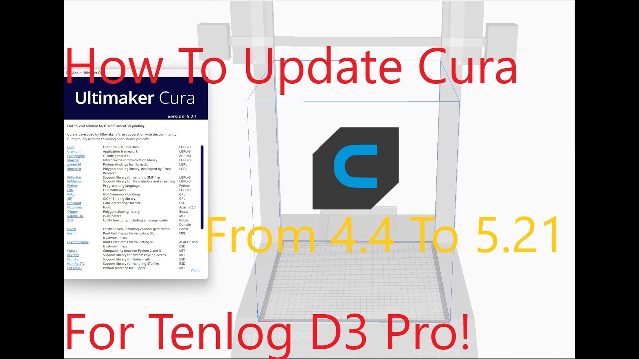 Tenlog How To Update Cura To 5.2.1 OR Any Version! (TL-D3 Pro V2)