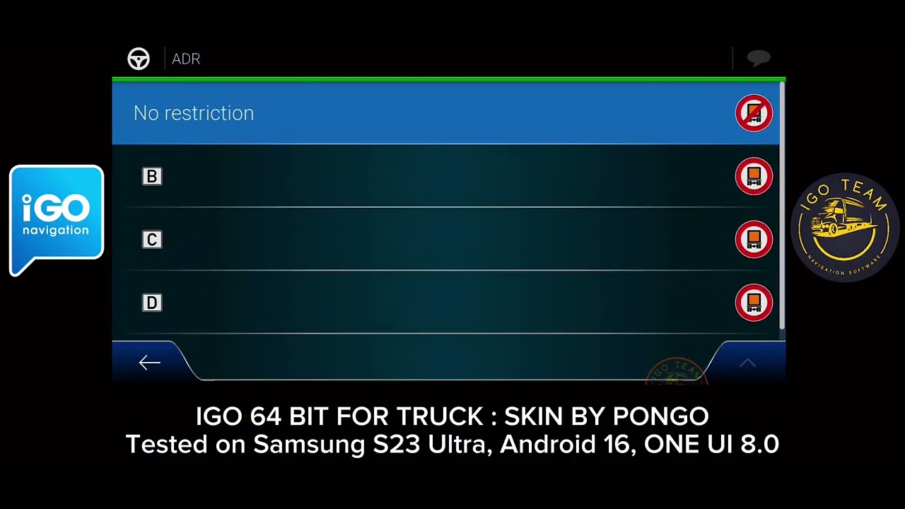 IGO Truck navigation with Pongo skin for 64 bit device! Support Android 15-16!
