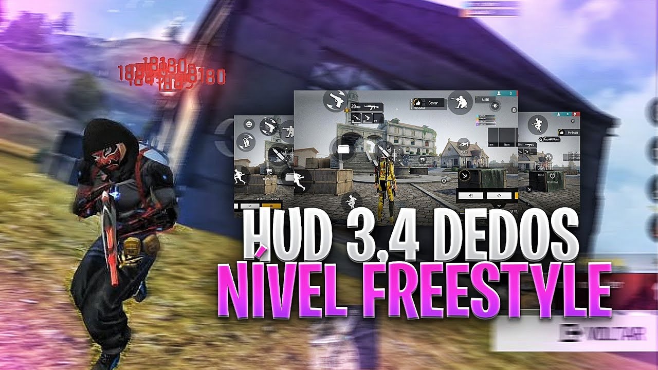 INCOMPARÁVEL!! 👾 TOP 4 MELHORES HUD 3,4 DEDOS FREESTYLE FREE FIRE| HUD COMPLETO!