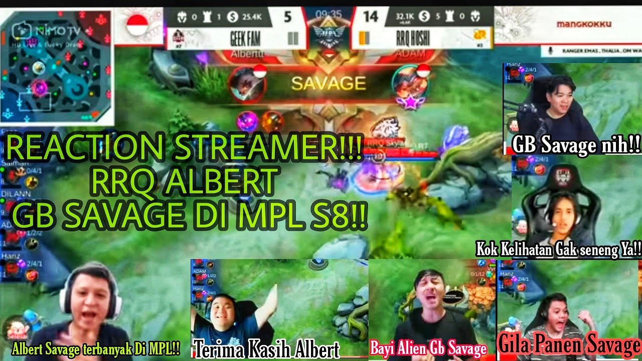 REACTION STREAMER!! Moment RRQ Albert GB Savage di MPL S8!! RRQ HOSHI VS GEEK FARM