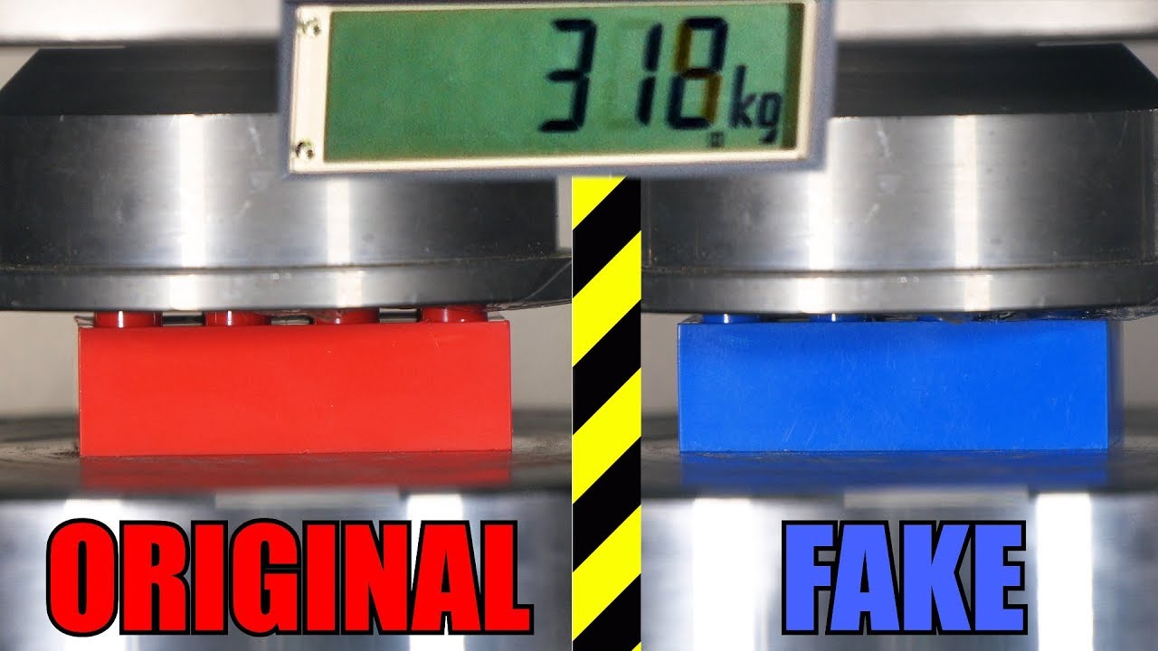 Which is the Stronger LEGO Brick Real or Fake? Hydraulic Press Test!