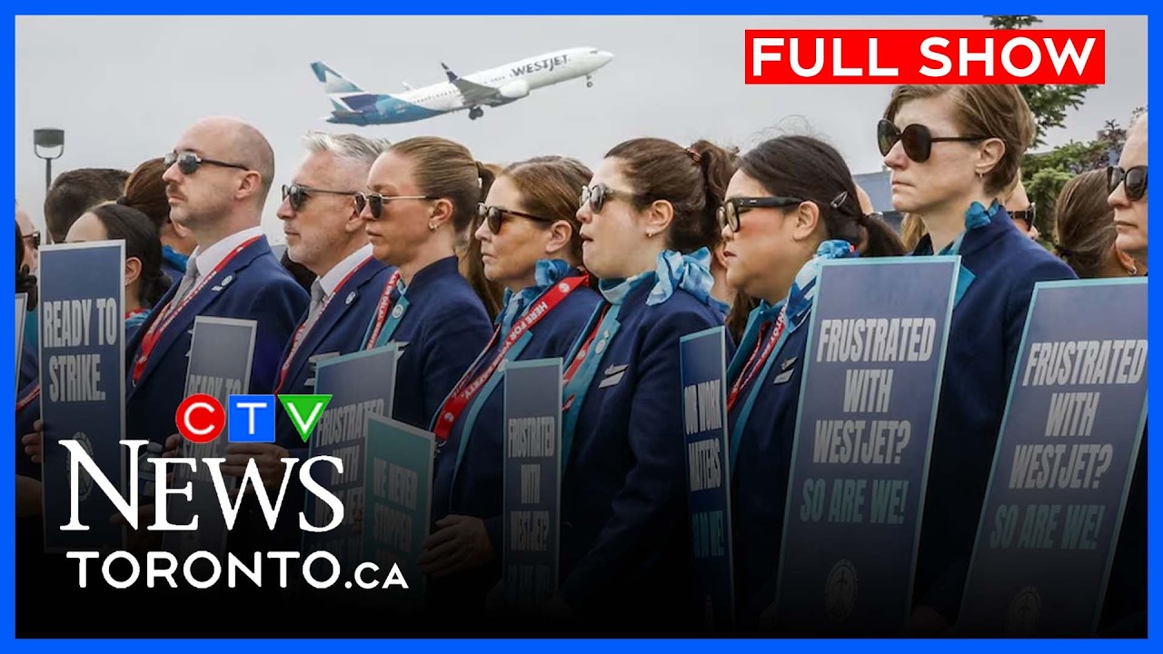 Профсоюз WestJet уведомил авиакомпанию о 72-часовой забастовке | CTV News Toronto в полдень, 30 и...