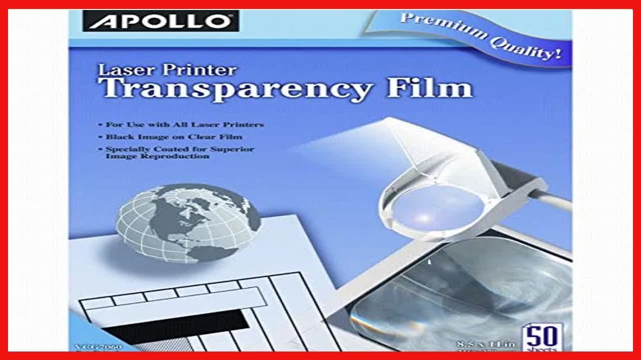 APOLLO Transparency Film for Laser Printers, Black on Clear, 50 Sheets/Pack (CG7060) (VCG7060E)