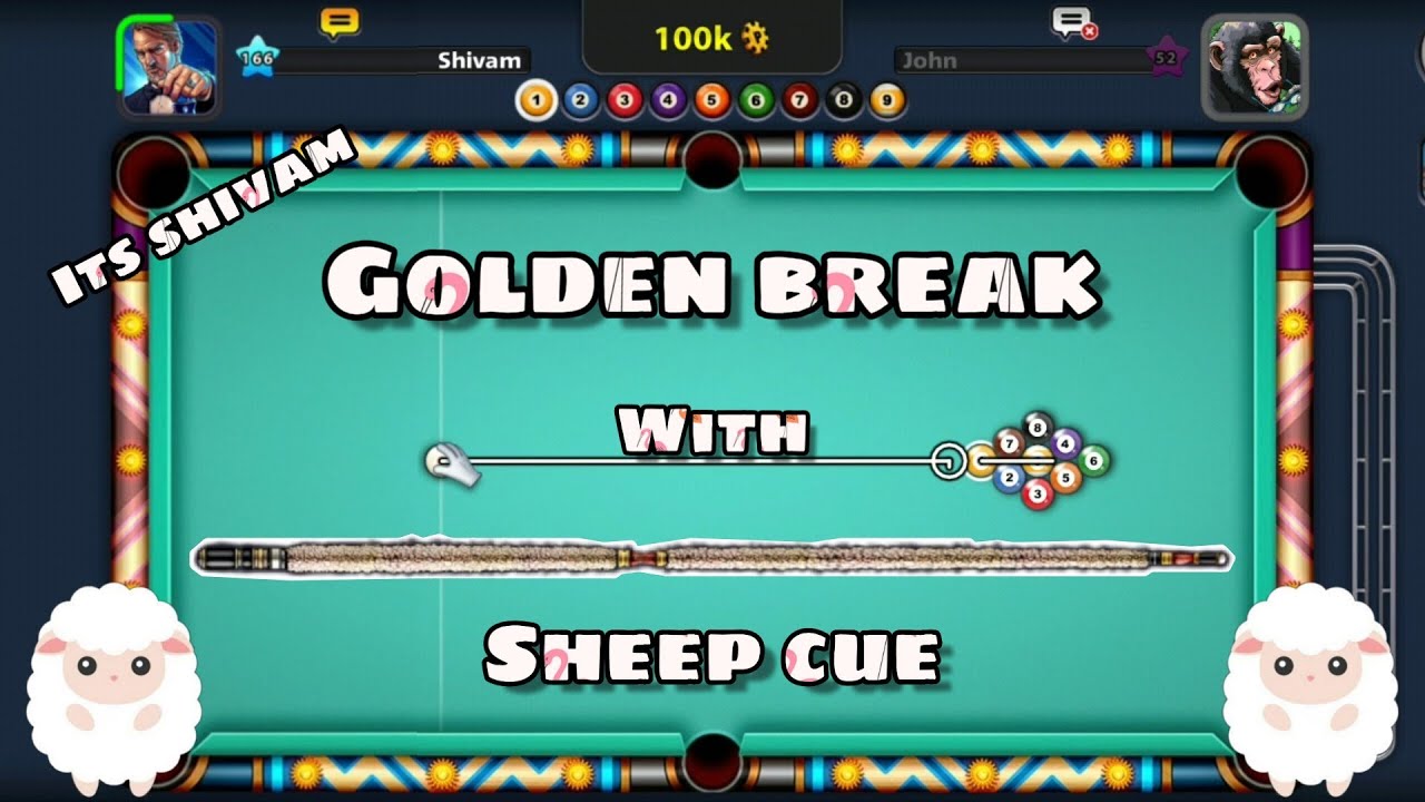 GOLDEN BREAK WITH SHEEP CUE || ONE SHOT WIN || 9 BALL POOL !!! 🎱❤️