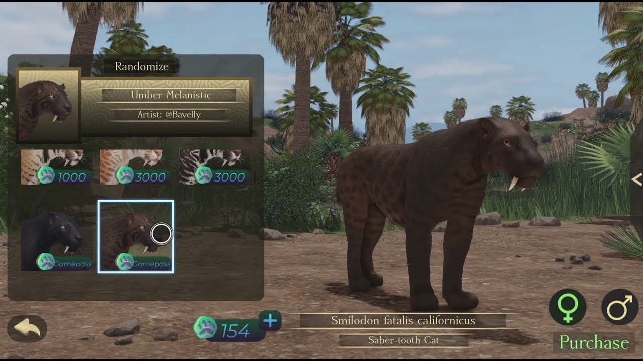 Playing Ecose: La Brea on Roblox As A Sabertooth