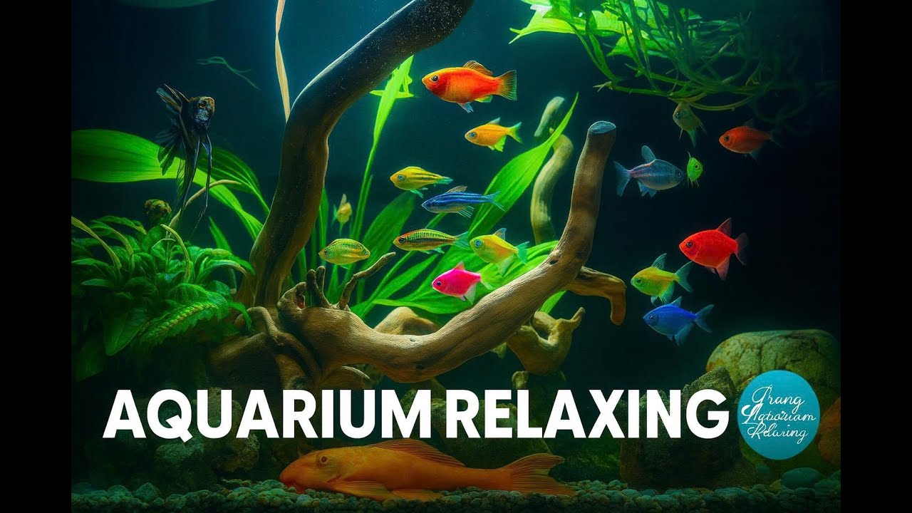5 Hours Relaxing Aquarium with Colorful Angelfish | No Music, Water Sounds for Sleep & Study