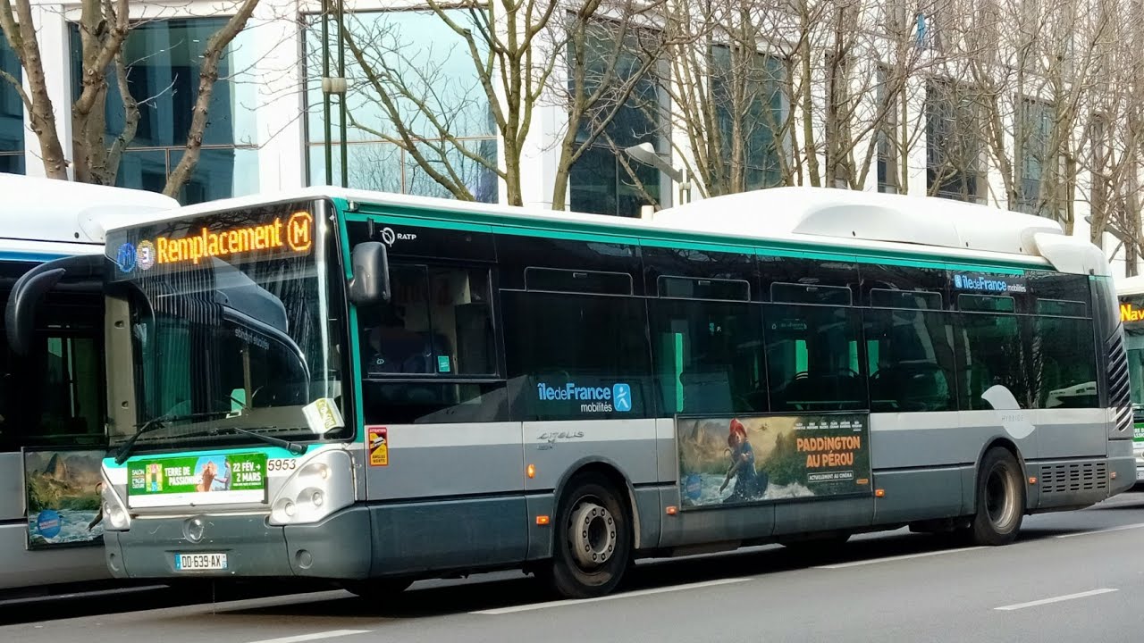 Bus de remplacement Métro Ligne 3🚍Irisbus Citelis 12 Hybride : Wagram🔁Pont de Levallois - Bécon