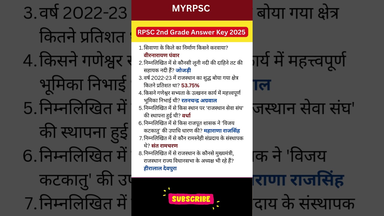RPSC 2nd Grade Answer Key 2025 I 2nd Group D Answer Key 11 September 2025 #answerkey #rpsc #2ndgrade